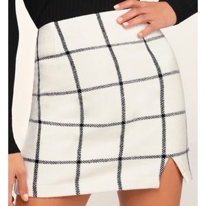 white plaid mini skirt